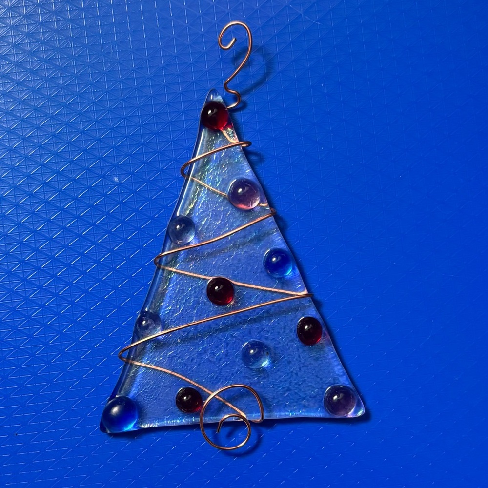 Clear Resin Christmas Tree Ornament with Wire Wrap